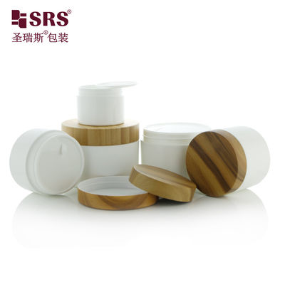 購入 50g 100g 150g 200g 輝くPPボトル ウォーター・トランスファー印刷付き バンブー プラスチックキャップ 空の容器 ボディスクラブボトル online manufacture