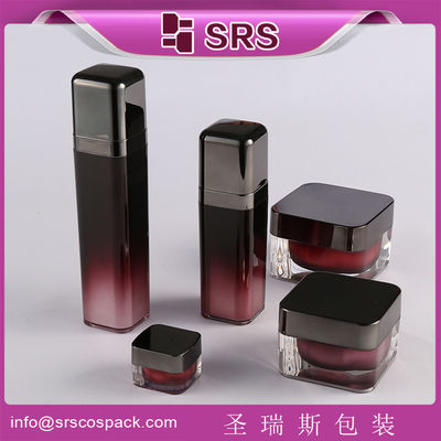購入 SRS 無料サンプル アクリルスクエアクリームボトルとプラスチックローションボトルセット 化粧品パッケージ online manufacture