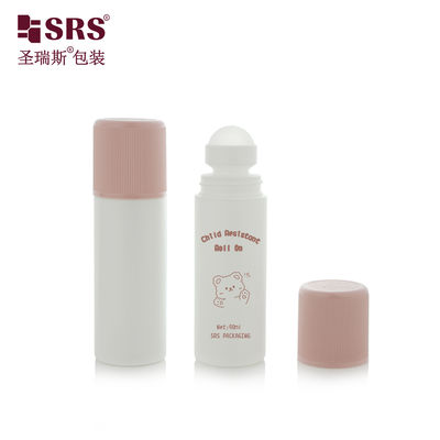 購入 RPPD1-90ML Round White Bottle With Colored Ribbed CRC Cap Double Wall High End Roll On Bottle online manufacture