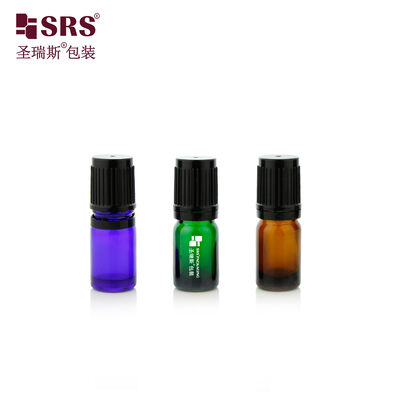 買う SRS Amber Glass Roll On Bottle 5ml With Steel Gemstone Glass Ball For Essential Oil online manufacture
