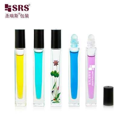 買う 10ml 正方形ガラスロールボトル 再充填可能 空のガラスロールボトル ユニークな化粧品パッケージ OEM サポート online manufacture