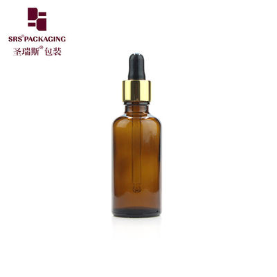 購入 30ml 50ml アンバー色の丸いガラスで,ドロッパー付きのエッセンスボトル online manufacture