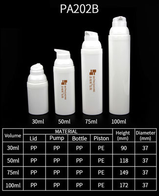 購入 30ml 50ml 75ml 100ml インジェクション用 環境に優しい白色 pp 空気のないポンプボトル online manufacture