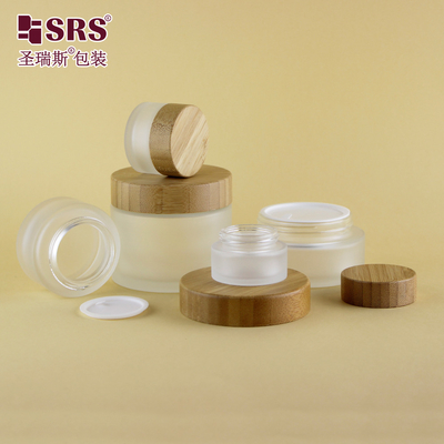 15g 30g 50g 100g 200g 空き 透明 マット カスタム ガラス 化粧品 瓶 バンブー