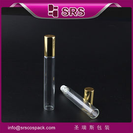 SRS卸売 100% 漏れなし 10ml ガラスロール 輝く金色のアルミキャップのボトル