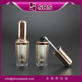 SRS 卸売 高級 空き四角 8ml プラスチック ネイルローチ ボトル 金色のブラシキャップ