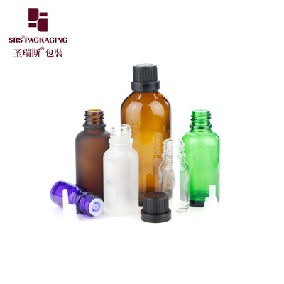 5ml 10ml 15ml 20ml 30ml 50ml 100ml 空の緑,青,アンバー クリアグラスボトル CRCキャップ 子供用ボトル