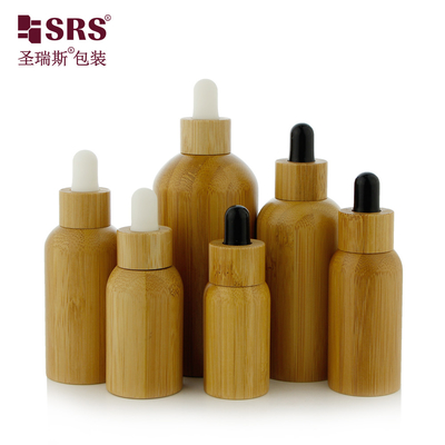 エッセンシャルオイルのためのガラス内瓶 本物の高級 バンブードロッパーボトル 10ml