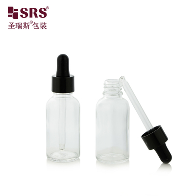 30ml クリア ストック カラー 迅速 配送 準備済み 丸い ガラス ドロッパー ボトル
