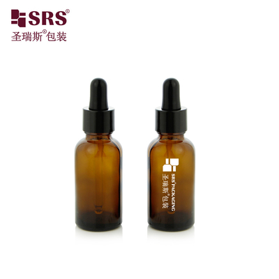 30ml 1オンス 空のアンバーエッセンシャルオイル 送料準備済み ストック ガラスドロッパーボトル