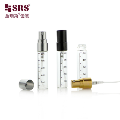 BLPA-5ML 透明チューブガラスボトル 微細な霧スプレーポンプ 香水包装用 小量 入手可能