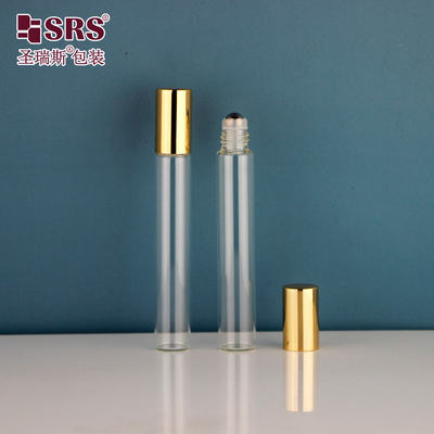 15mm 直径 透明ガラス エッセンシャルオイル ガラスロールボール ボトル 金のキャップ