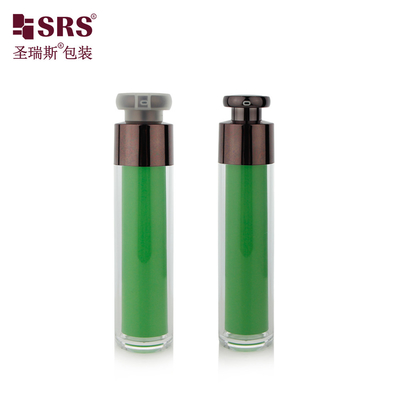 ダブルウォールAS プラスチック空気のない化粧品パッケージ 15ml 30ml 50ml カスタム装飾色 空のスキンケア美容液真空ポンプ容器