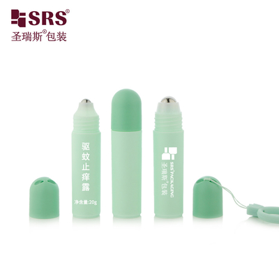 RPPF 20ml インジェクト カラー カスタマイズ マット フロストドームキャップ ラニヤード丸い単壁ボトル ロールオン