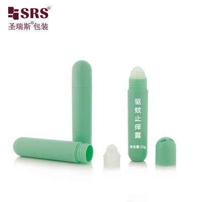 RPPG 25ml インジェクション カスタム パントーン カラー フロストドーム キャップ 丸い底 プラスチック PCR 環境に優しいローラー PP ボール ボトル 袋付き ロープ付き ポータブルサイズ
