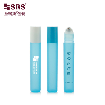RPP-15ML 半透明 ベビーブルー フロストされたプラスチックロール アプリケーション器 円筒 抗ゆみ液体ボトル 梱包