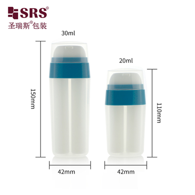 PA214 20ml 30ml オバル形 ダブルチューブ プラスチック PP PCR 空気のないローションポンプ ボトル ユニークなデザイン 耐久性のある材料