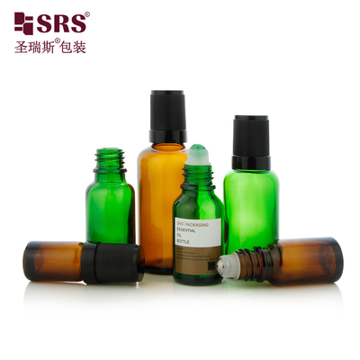 5ml 10ml 15ml 20ml 30ml 50ml 100ml アンバー クリアブルー グリーン ガラス ロール ボトル 上 スクリュー 蓋 漏れなし