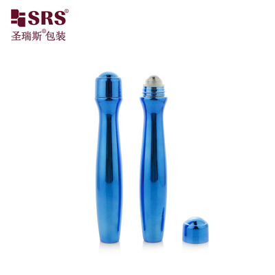 SRS8447-15ML 金属化 輝く青い色 プラスチック PETG ロール 瓶 上 鉄ボール マッサージ アプリケーション