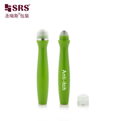SRS8447-15ML 鮮やかな緑色 カスタムカラー プラスチックロール ボトル 化粧眼液 マッサージ用 鉄球包装