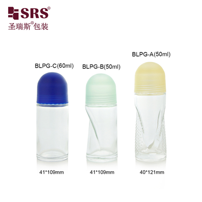BLPG 50ml 60ml 独特の形 空のガラスロール ボトル 脱臭剤 ゲル 透き通し防止 梱包