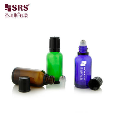 BLPF 5ml 10ml 15ml 20ml 30ml 50ml 100ml エッセンシャルオイル用 ローラーボール付き 丸型アンバーグリーンガラスボトル