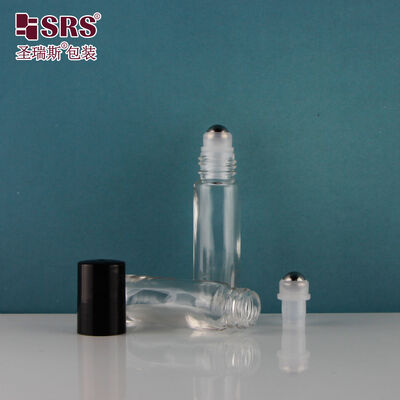 SRS ガラスのローラーボトル 8ml 漏れ防止透明ガラスのローラーボトル 香水用精油香りのための鋼のローラーボール