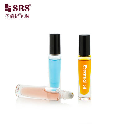 Portable Glass Roller Ball Bottle Multiple Caps Option For Lip Treatment Nail Care Oil