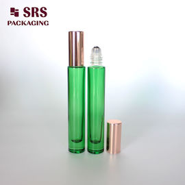 10ml 透明の緑色の厚い壁ガラスロールを香油のボトルに