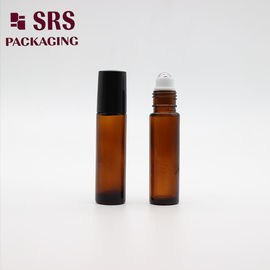 10ml 透明のアンバー茶色のガラスのロールボール 空の精油マッサージボトル